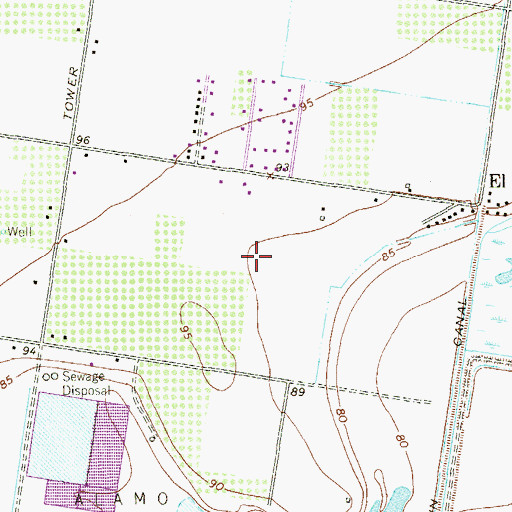 Topographic Map of South Alamo Census Designated Place, TX