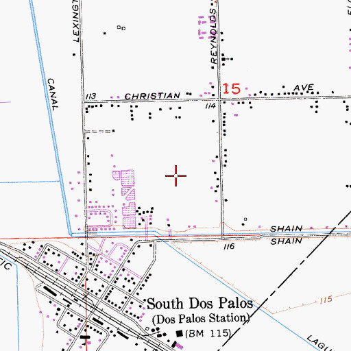 Topographic Map of South Dos Palos Census Designated Place, CA