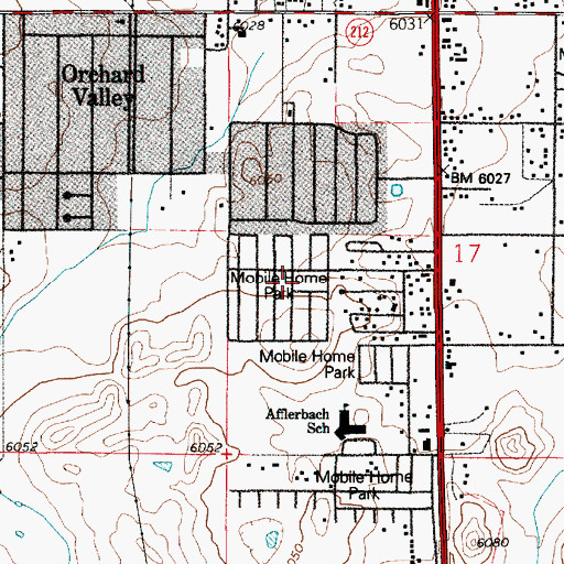 Topographic Map of South Greeley Census Designated Place, WY