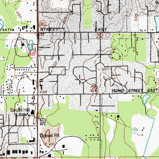 Topographic Map of South Hill Census Designated Place, WA