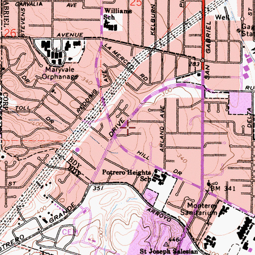 Topographic Map of South San Gabriel Census Designated Place, CA