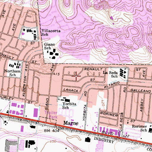 Topographic Map of South San Jose Hills Census Designated Place, CA