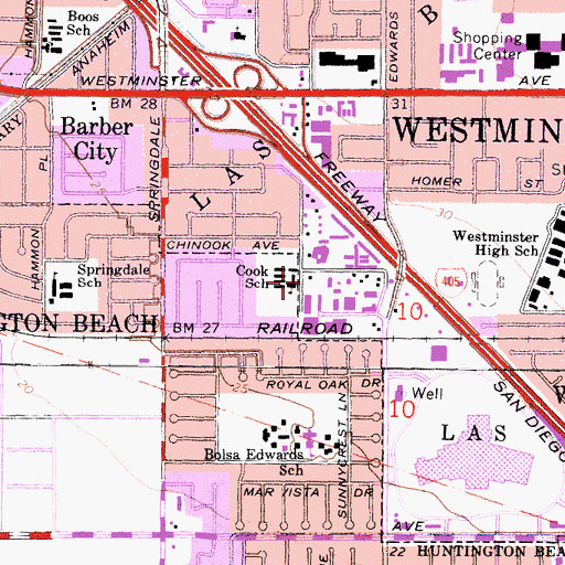 Topographic Map of Cook School, CA