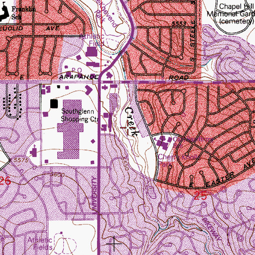 Topographic Map of Southglenn Census Designated Place (historical), CO