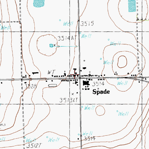 Topographic Map of Spade Census Designated Place, TX