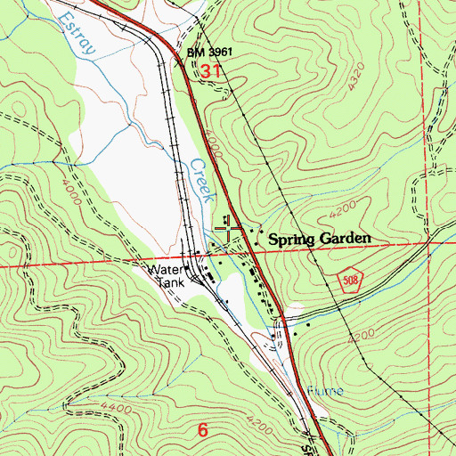 Topographic Map of Spring Garden Census Designated Place, CA