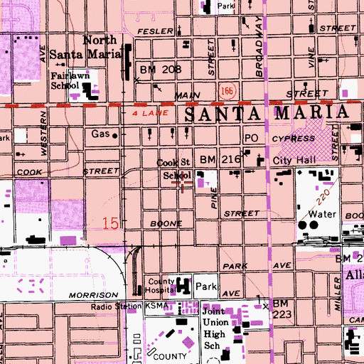 Topographic Map of Cook Street School, CA