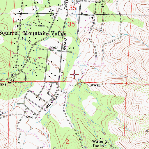 Topographic Map of Squirrel Mountain Valley Census Designated Place, CA
