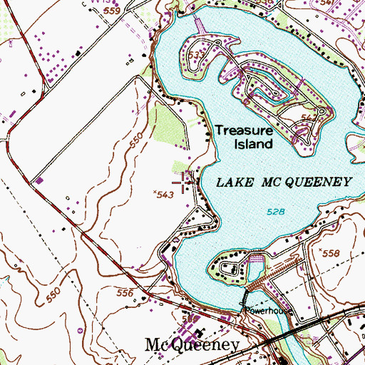 Topographic Map of McQueeney Census Designated Place, TX