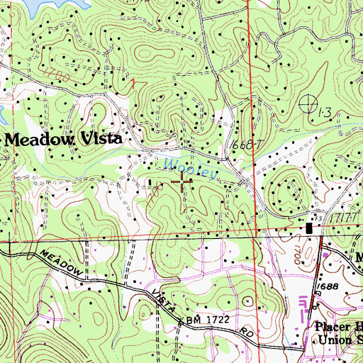 Topographic Map of Meadow Vista Census Designated Place, CA