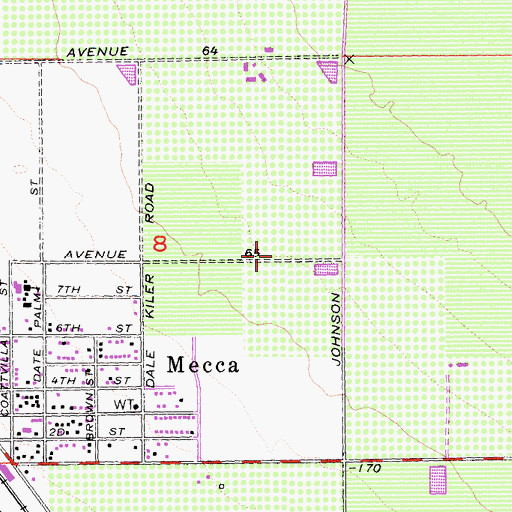 Topographic Map of Mecca Census Designated Place, CA