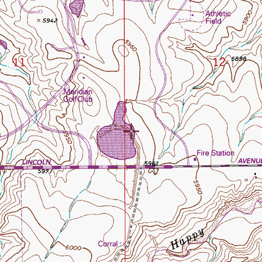 Topographic Map of Meridian Census Designated Place, CO