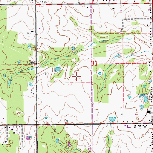 Topographic Map of Meridian Census Designated Place, OK