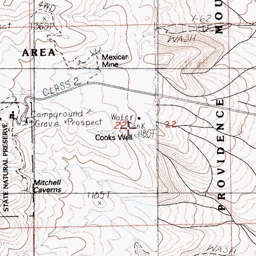 Topographic Map of Cooks Well, CA