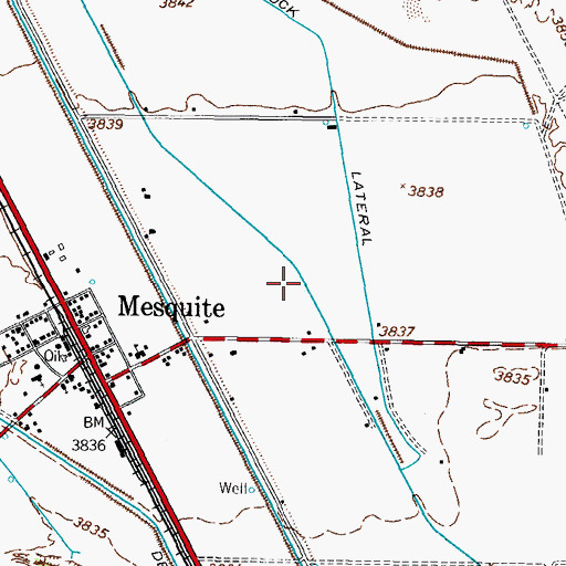 Topographic Map of Mesquite Census Designated Place, NM