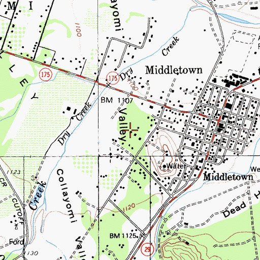Topographic Map of Middletown Census Designated Place, CA