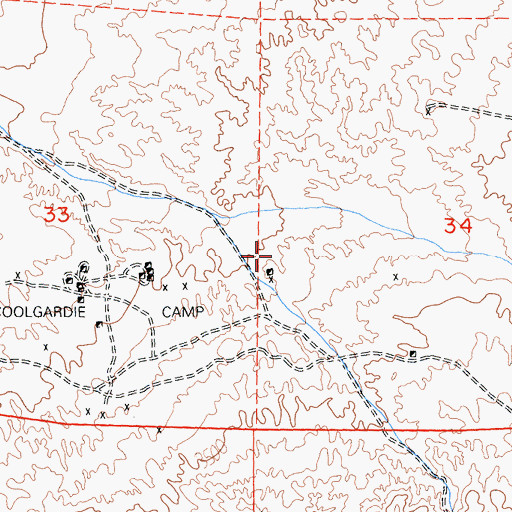 Topographic Map of Coolgardie Camp, CA