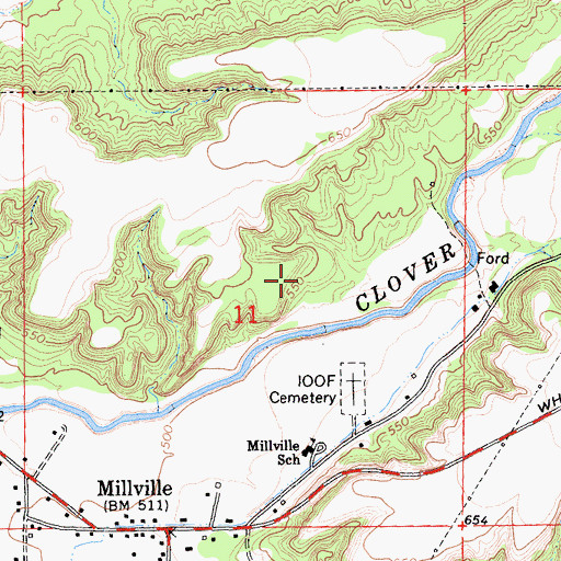 Topographic Map of Millville Census Designated Place, CA