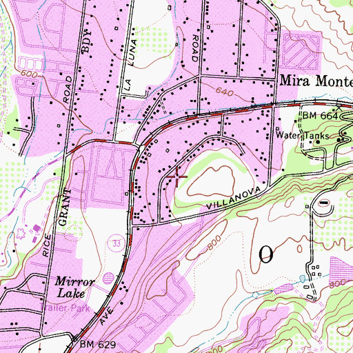 Topographic Map of Mira Monte Census Designated Place, CA