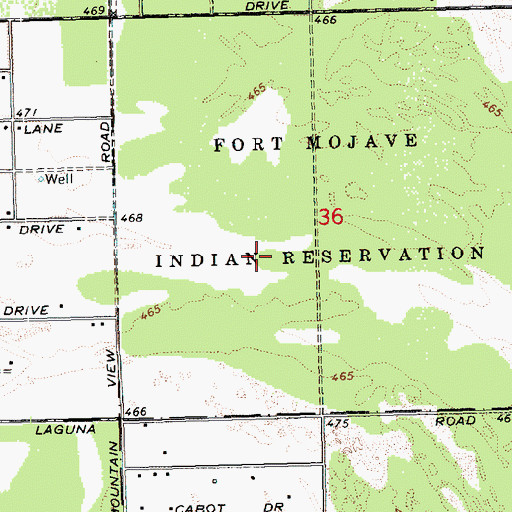 Topographic Map of Mohave Valley Census Designated Place, AZ