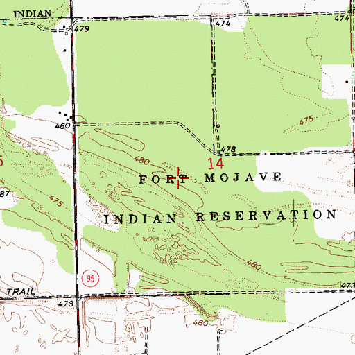Topographic Map of Mojave Ranch Estates Census Designated Place, AZ