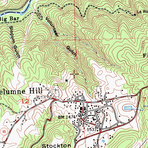 Topographic Map of Mokelumne Hill Census Designated Place, CA