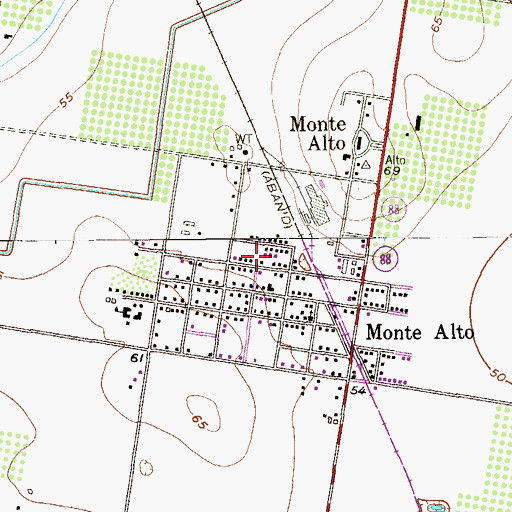 Topographic Map of Monte Alto Census Designated Place, TX