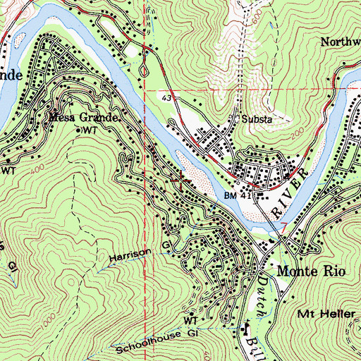 Topographic Map of Monte Rio Census Designated Place, CA