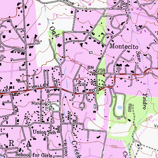 Topographic Map of Montecito Census Designated Place, CA