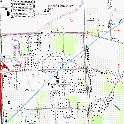 Topographic Map of Morada Census Designated Place, CA