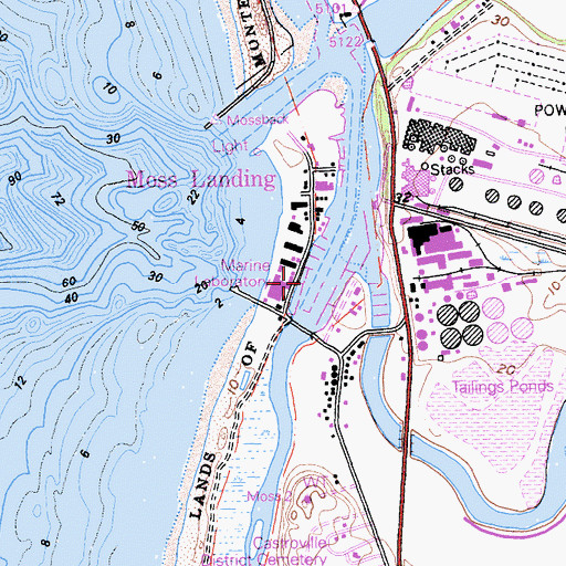 Topographic Map of Moss Landing Census Designated Place, CA