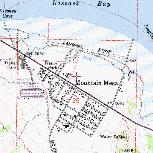 Topographic Map of Mountain Mesa Census Designated Place, CA