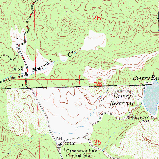 Topographic Map of Mountain Ranch Census Designated Place, CA
