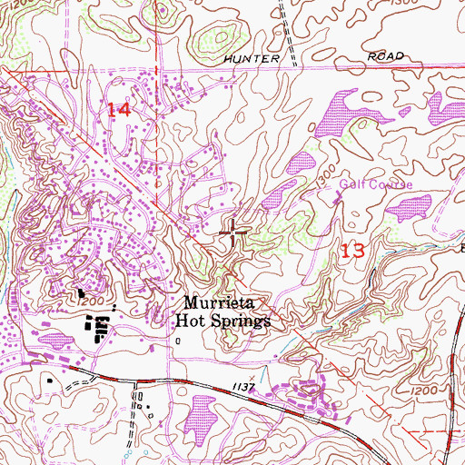 Topographic Map of Murrieta Hot Springs Census Designated Place (historical), CA
