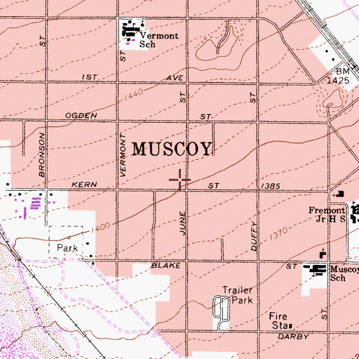 Topographic Map of Muscoy Census Designated Place, CA