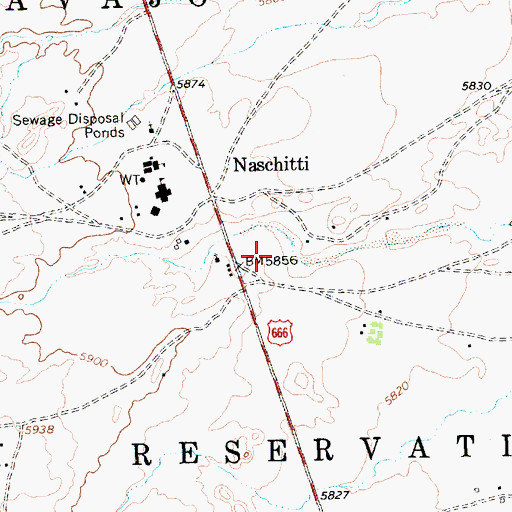 Topographic Map of Naschitti Census Designated Place, NM