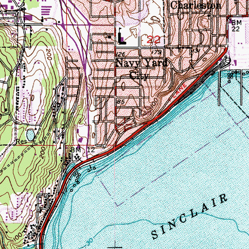 Topographic Map of Navy Yard City Census Designated Place, WA