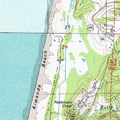 Topographic Map of Neskowin Census Designated Place, OR