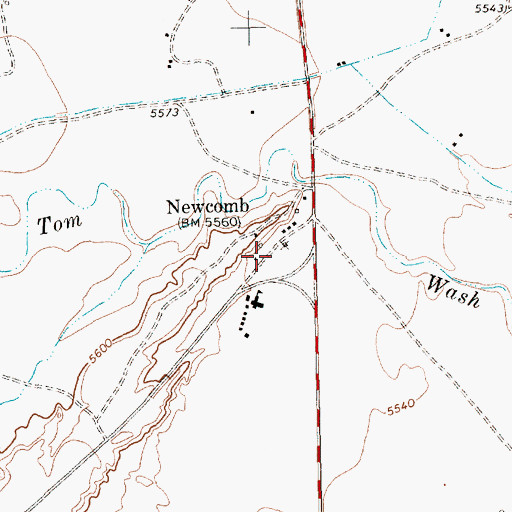 Topographic Map of Newcomb Census Designated Place, NM