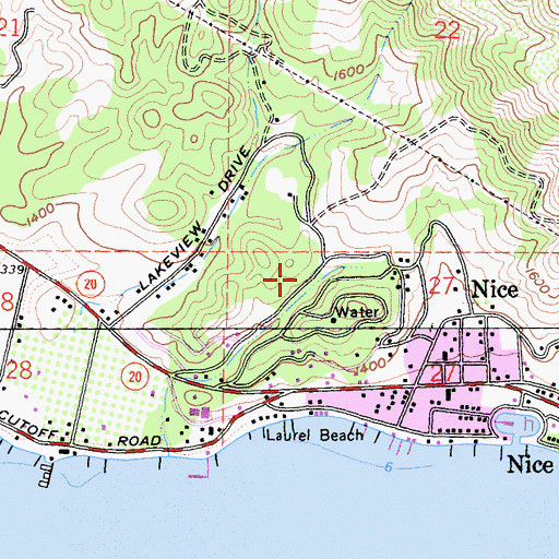 Topographic Map of Nice Census Designated Place, CA