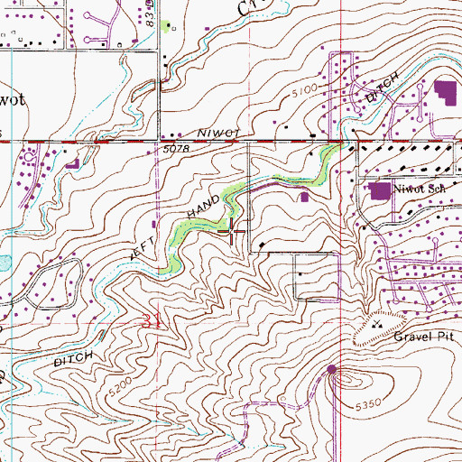 Topographic Map of Niwot Census Designated Place, CO