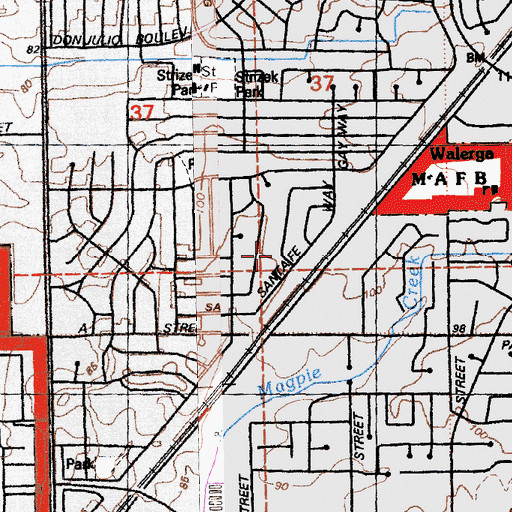 Topographic Map of North Highlands Census Designated Place, CA