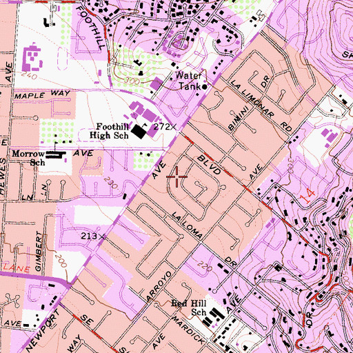Topographic Map of North Tustin Census Designated Place, CA