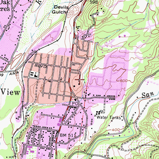 Topographic Map of Oak View Census Designated Place, CA
