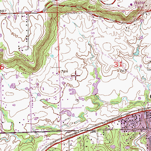 Topographic Map of Oakhurst Census Designated Place, OK