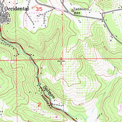 Topographic Map of Occidental Census Designated Place, CA