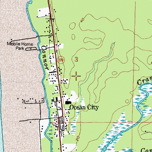 Topographic Map of Ocean City Census Designated Place, WA