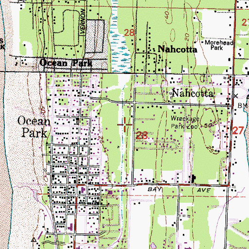 Topographic Map of Ocean Park Census Designated Place, WA