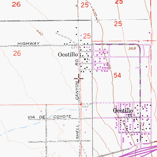 Topographic Map of Ocotillo Census Designated Place, CA