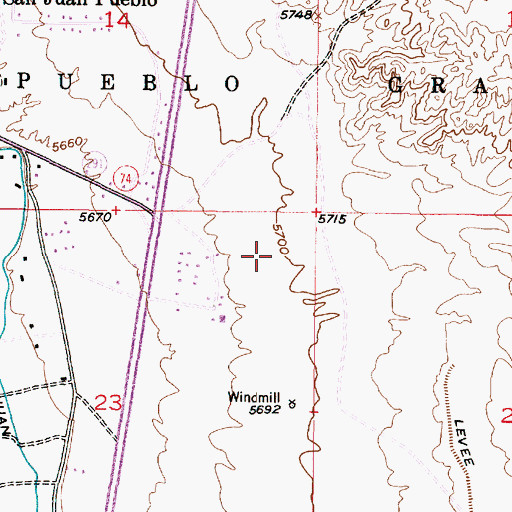 Topographic Map of Ohkay Owingeh Census Designated Place, NM